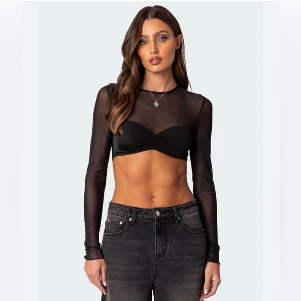 Edikted Night Out Sheer Crop Top